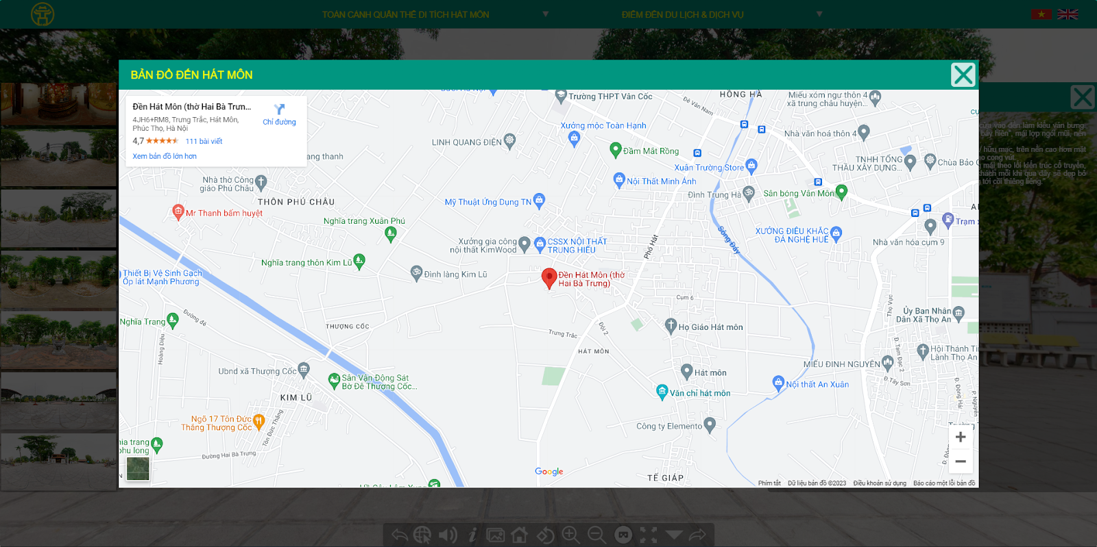 Tích hợp vị trí trên google map giúp du khách dễ dàng hình dung vị trí khu làng nghề.